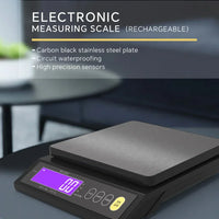 Skanto | 5 kg/0,1 g en 10 kg/1 g digitale elektronische keukenweegschaal, LCD-scherm, volledig waterdicht roestvrijstalen gereedschap voor bakken