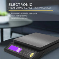 5 kg/0,1 g en 10 kg/1 g digitale elektronische keukenweegschaal, LCD-display, volledig waterdichte roestvrijstalen weegtool voor bakken