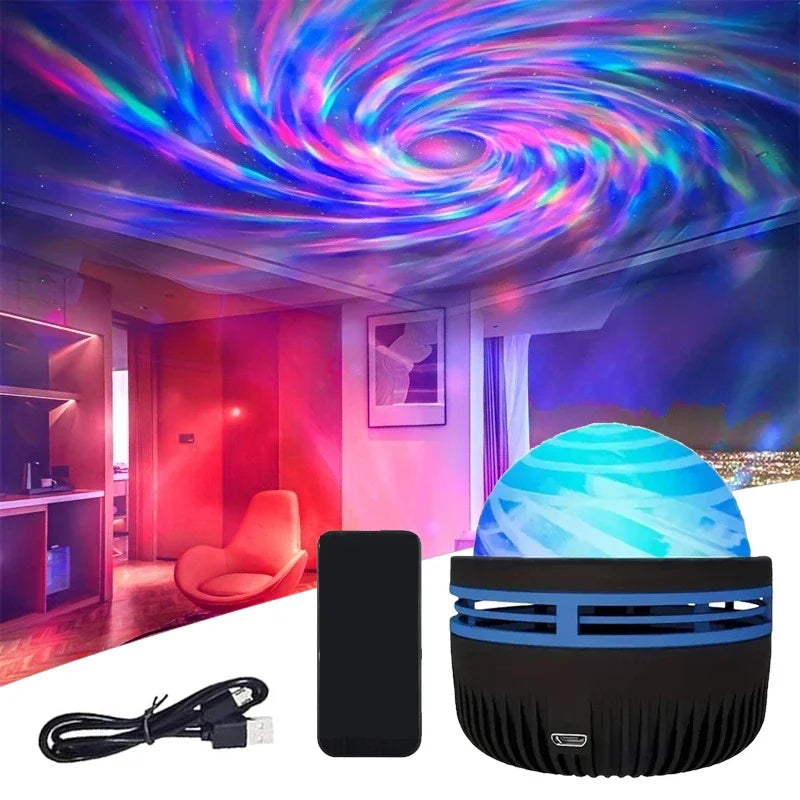 Polariva Noorderlicht Projector | Muzieksynchronisatie & Afstandsbediening | RGB Sfeerverlichting | USB Opladen | 7,8×7,8×8,7 cm