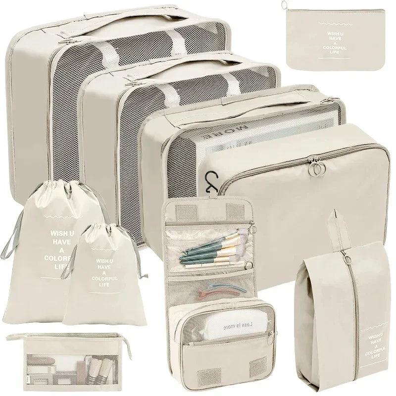 PackWunder Reisorganizer Set 7/8/9/10-delig | Opvouwbare Koffer-organizer | Voor kleding, schoenen & accessoires