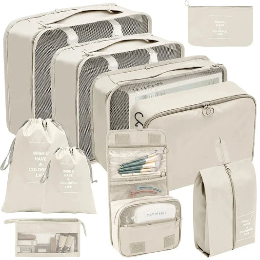 PackWunder Reisorganizer Set 7/8/9/10-delig | Opvouwbare Koffer-organizer | Voor kleding, schoenen & accessoires