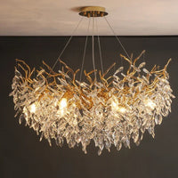 Exclusieve kroonluchter met kristallen bladeren – takken effect, moderne elegantie