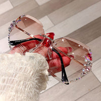 Rhinestone zonnebril zonder montuur