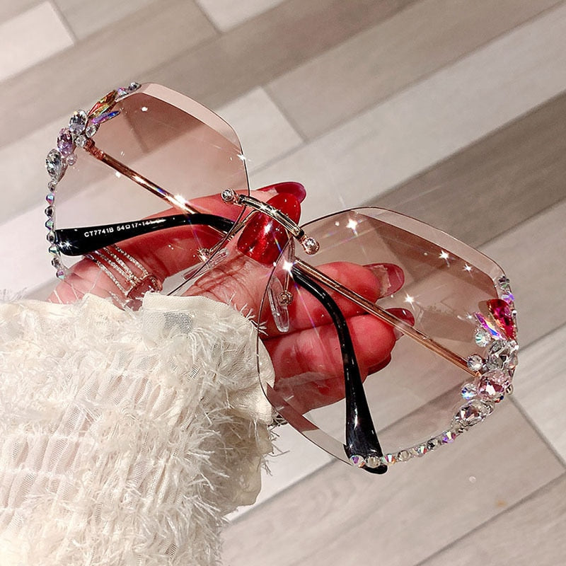 Rhinestone zonnebril zonder montuur