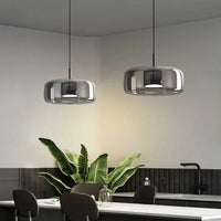 Moderne LED glazen hanglamp – minimalistische lampenkap en gouden afwerking
