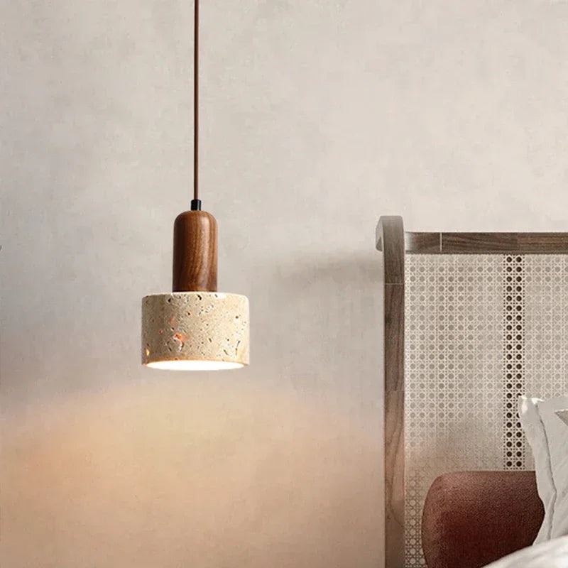 Hanglamp van natuursteen en hout – moderne plafondlamp voor keuken of eetkamer