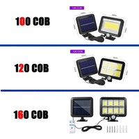 LuminaX Solar | 100 COB LED Solarlicht | IP65 | Bewegingssensor & 3 Modi | Draadloze Buitenverlichting
