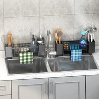 Ordinaqua Spoelbak Organizer Rek | Zelfafwaterend | Houder voor Spons, Zeep & Doek | Uittrekbaar & Hygiënisch | ABS-Kunststof