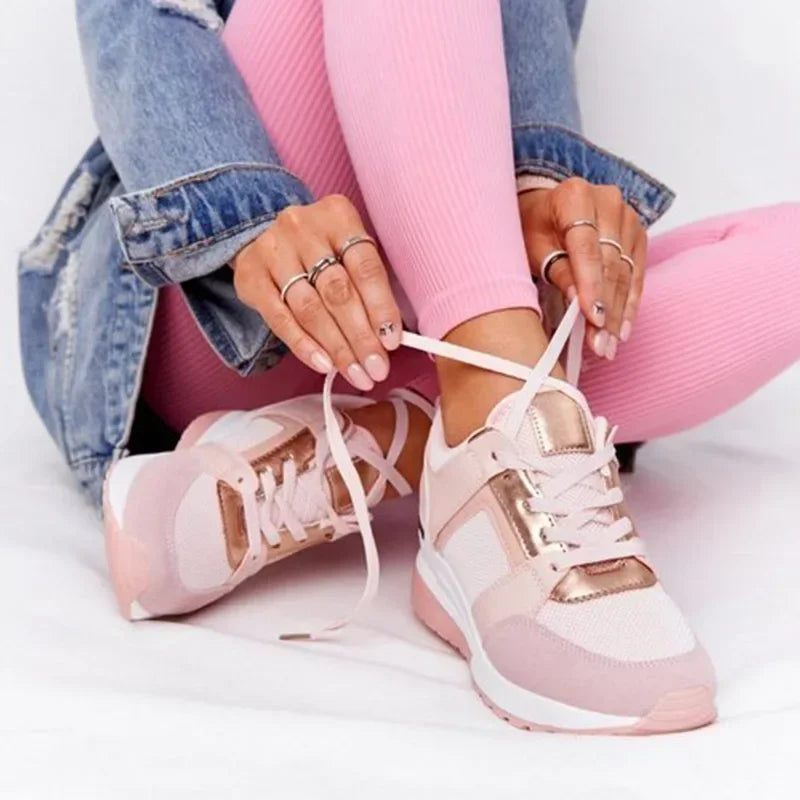 LuxeStride Elegance Sneakers | Comfortabele dames sneakers met ingebouwde hak voor wandelingen in de buitenlucht, beschikbaar in plus maten 35-43