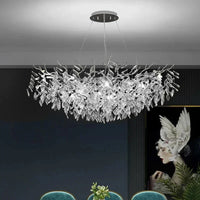 Exclusieve kroonluchter met kristallen bladeren – takken effect, moderne elegantie