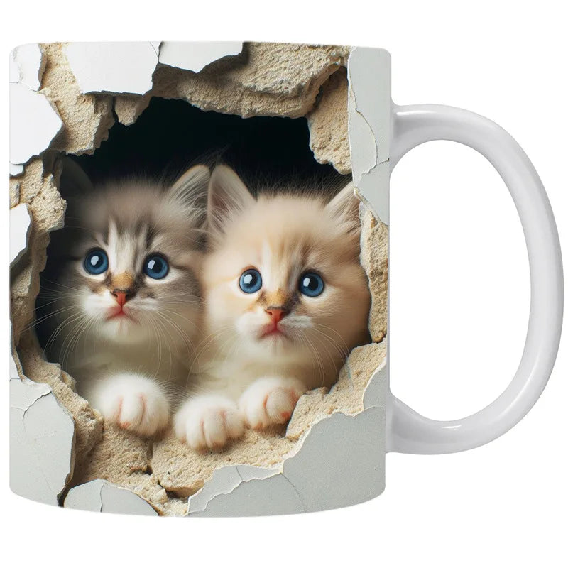 FelineElegance 3D Zwarte Kat Koffiemok | Betoverende keramische theekop met een speels ontwerp, perfect voor kinderen en ideaal voor verrassingscadeaus.