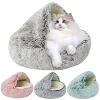PurrLux Pluizig Kattenbed met Capuchon | Warm en zacht pluche kattennest voor ultieme ontspanning en comfort voor kleine en middelgrote huisdieren