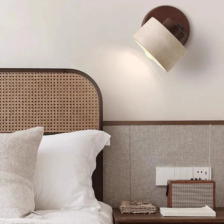 Studie Lezen Minimalistische Travertijn Steen Wandlamp