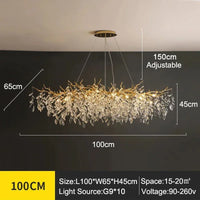 Exclusieve kroonluchter met kristallen bladeren – takken effect, moderne elegantie