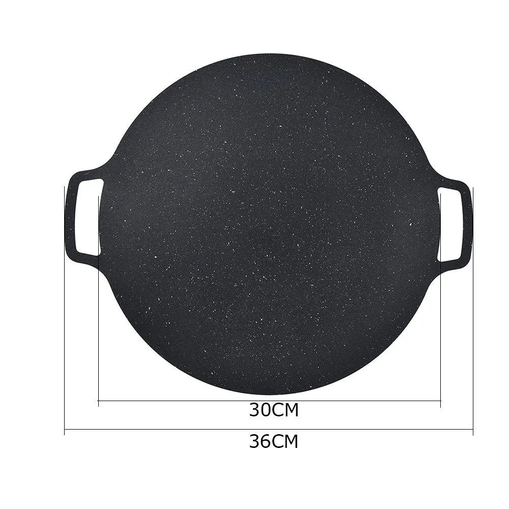 GourmetGrill Luxe Koreaanse BBQ Grillpan | Antiaanbaklaag van medische steen met handvat voor moeiteloos bakken, grillen en BBQ-avonturen