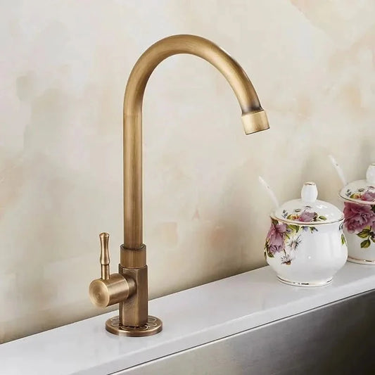 GoldenSwan Kraan – Antieke Zwanenhals Waterkraan van Messing voor de Keuken