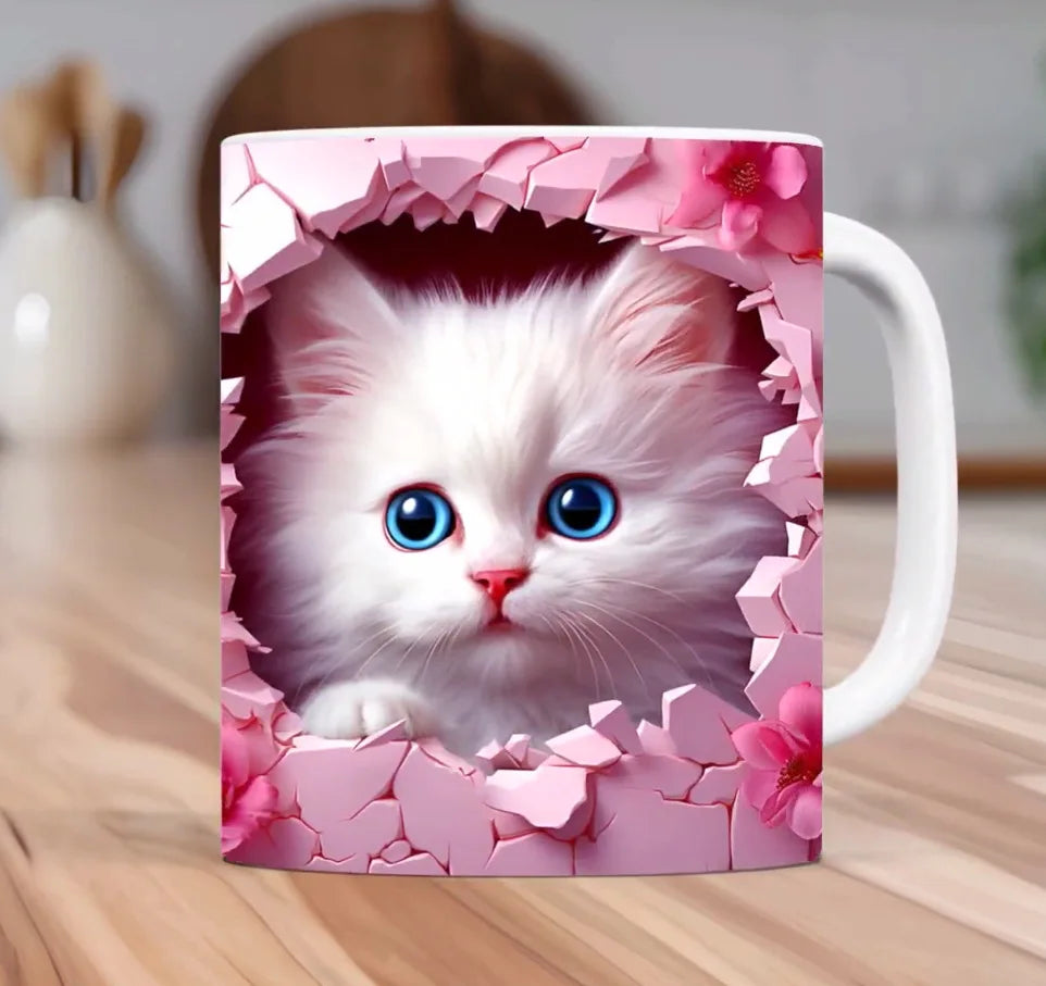 FelineElegance 3D Zwarte Kat Koffiemok | Betoverende keramische theekop met een speels ontwerp, perfect voor kinderen en ideaal voor verrassingscadeaus.