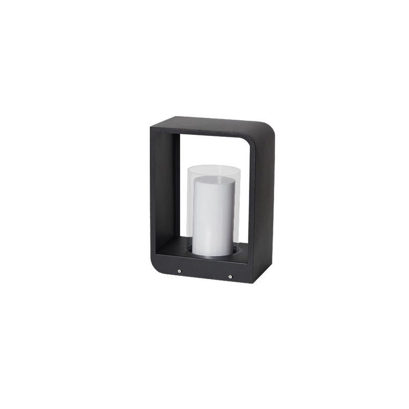 Zwarte Rectangulaire Zonne- Buitenlamp met Frosted Glas