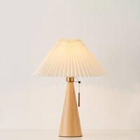 Japanse Minimalistische Houten Geplooide Stof LED Tafellamp 1-Licht
