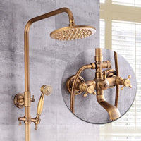Vintage Koperen Douche Set Met Messing Kraan En Functionele Douchekoppen