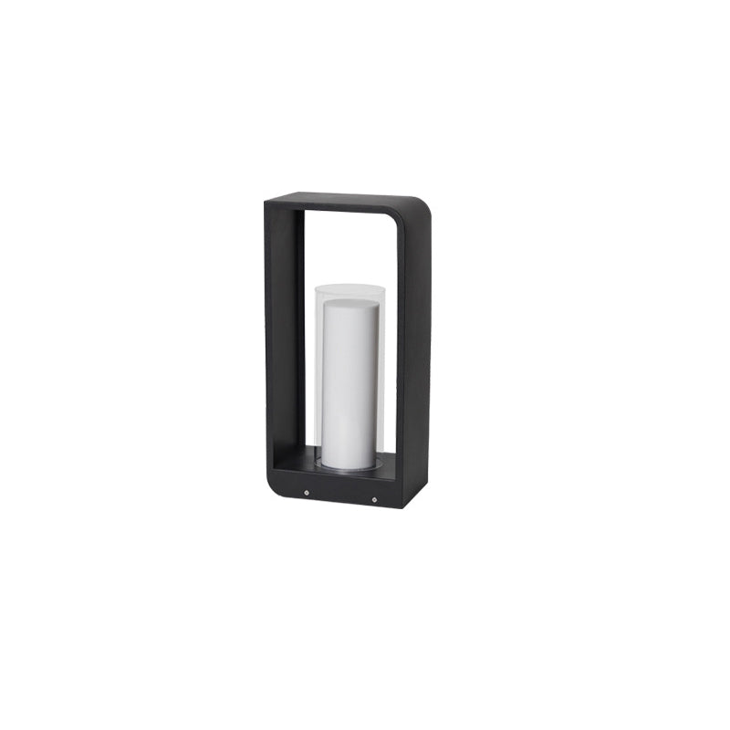 Zwarte Rectangulaire Zonne- Buitenlamp met Frosted Glas
