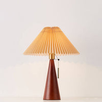 Japanse Minimalistische Houten Geplooide Stof LED Tafellamp 1-Licht