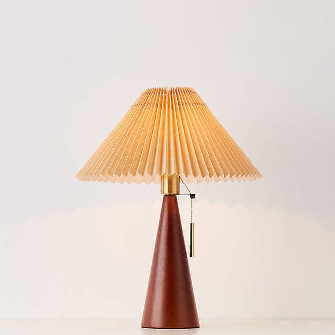 Japanse Minimalistische Houten Geplooide Stof LED Tafellamp 1-Licht