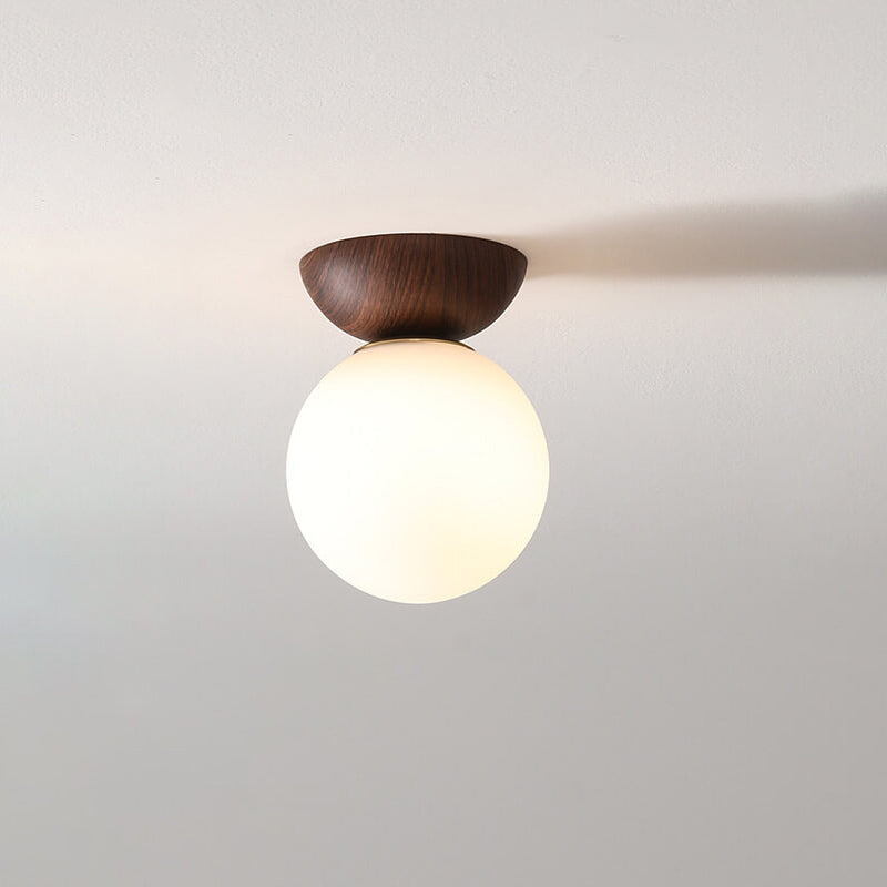 Glazen Bol Plafondlamp | Houtnerf Design