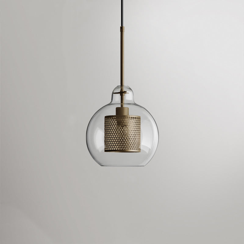 Hessa Hedendaagse Gouden Hanglamp, Glas, Globe/Cilindrisch