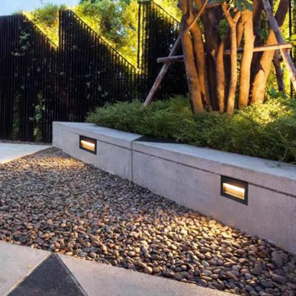 Ray Moderne Metalen Vierkante Buiten Deck/Stap Lamp, Zwart