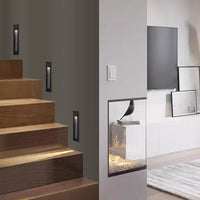 Ray Moderne Metalen Vierkante Buiten Deck/Stap Lamp, Zwart