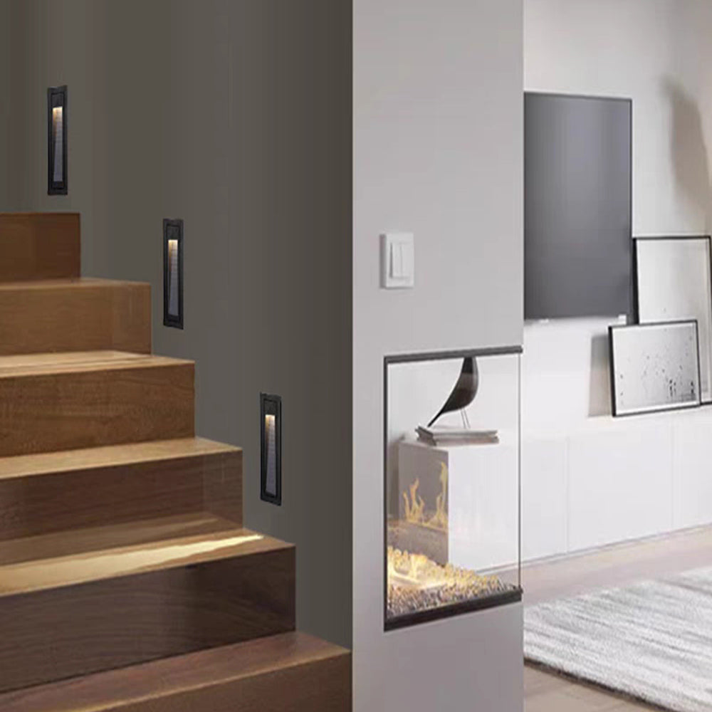 Ray Moderne Metalen Vierkante Buiten Deck/Stap Lamp, Zwart