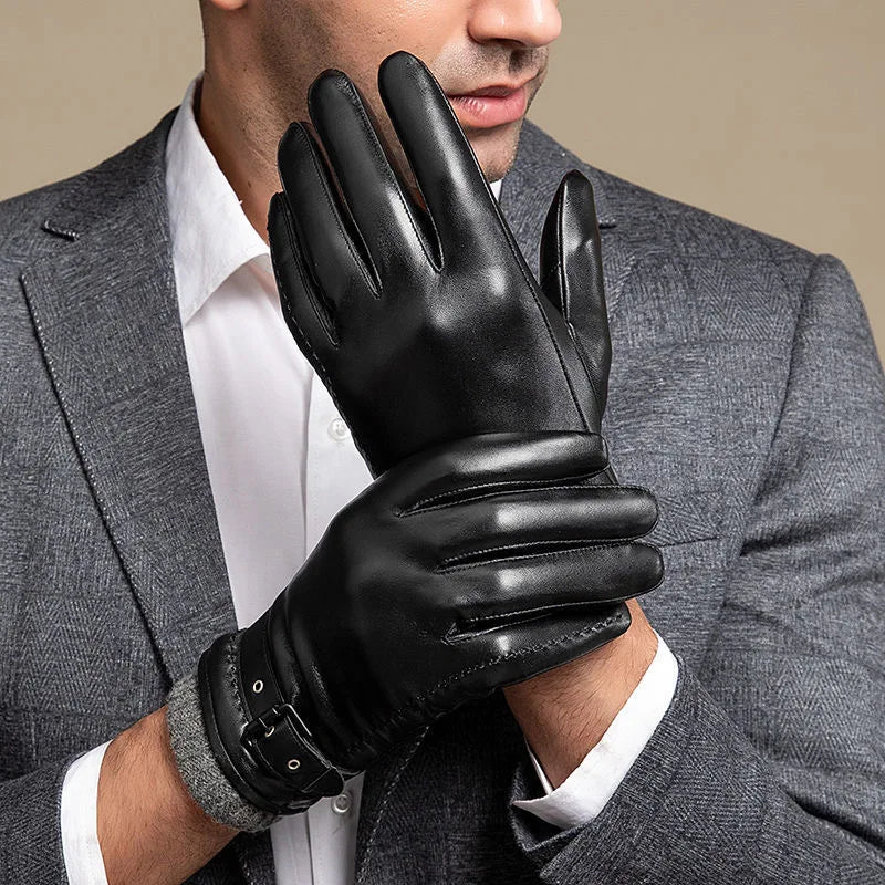 Leren Handschoenen Met Kasjmier Manchetten Voor Koude Winterweersomstandigheden