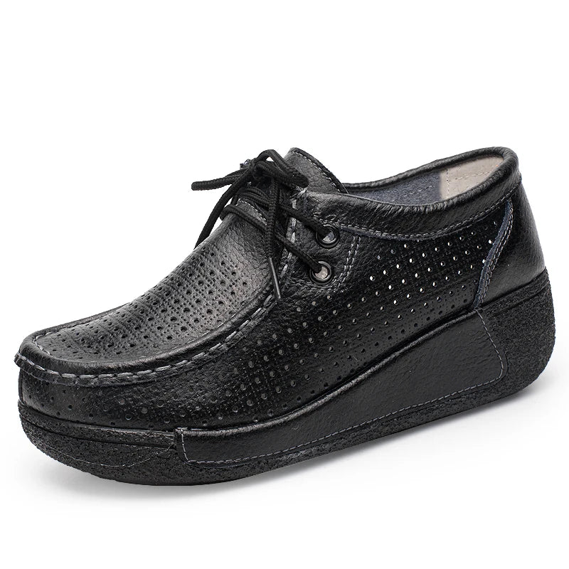 LuxeStride Echte Leren Loafers | Elegant ontworpen platte platform mocassins voor ultiem comfort en stijl