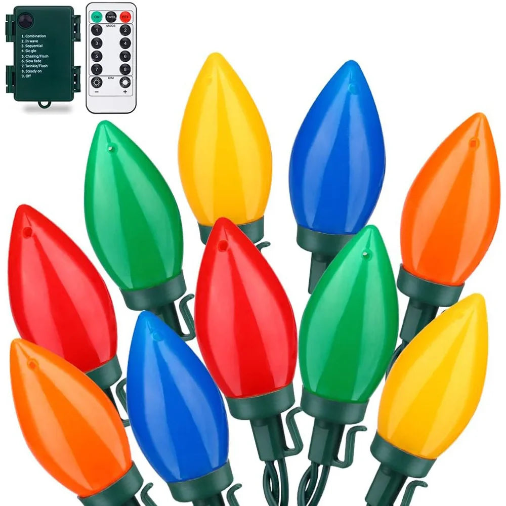 LumiBerry LED Kerstlichtjes C7 | Vintage Aardbei-Design | Afstandsbediening & Timer | Binnen & Buiten
