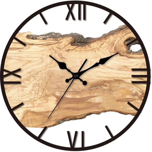 Geruisloze wandklok van acryl en hout