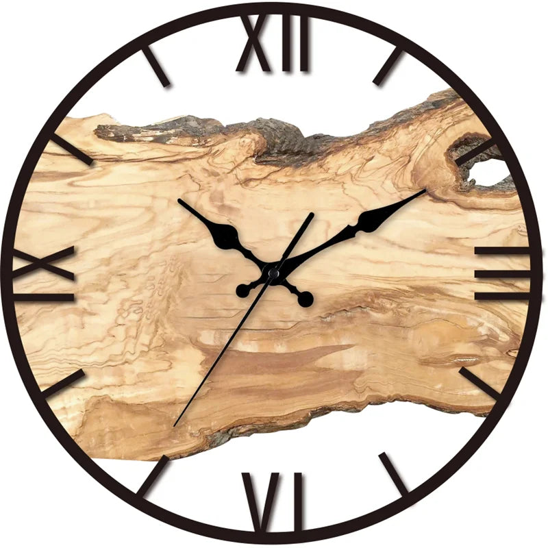 Geruisloze wandklok van acryl en hout