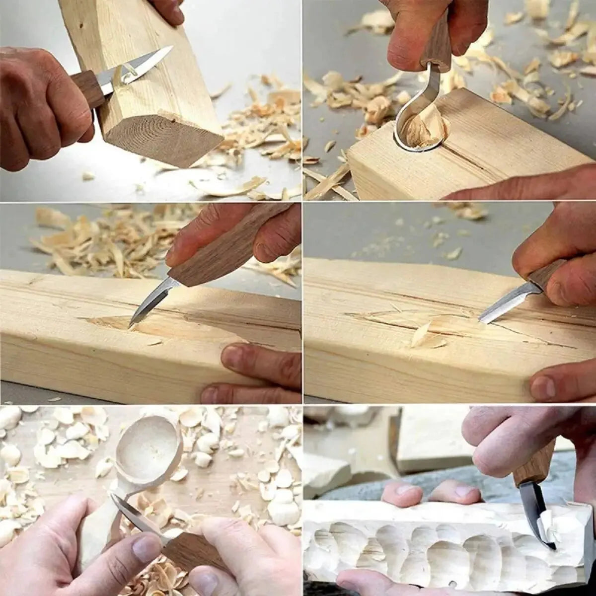 Skanto | 8-delig houtbewerkingsset: Handgereedschapset met naaldvijlen - Houtlepel snijset voor beginners