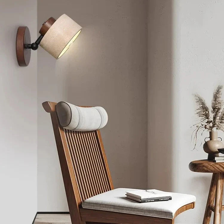 Studie Lezen Minimalistische Travertijn Steen Wandlamp