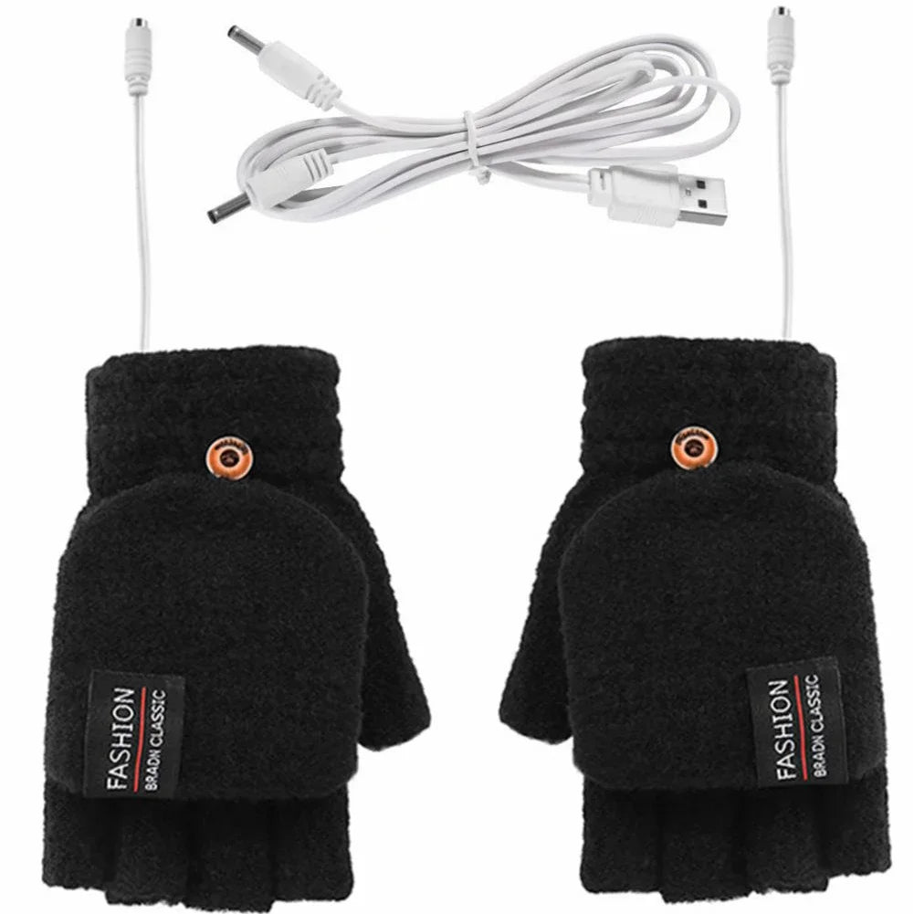 ThermoLoom USB Verwarmde Handschoenen | 3 Warmte-niveaus | Zacht Breimateriaal | Unisex Maat