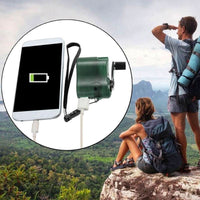 Draagbare noodoplaadapparaat met handcrank, USB-aansluiting en LED-display
