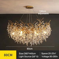 Exclusieve kroonluchter met kristallen bladeren – takken effect, moderne elegantie