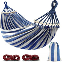 Dubbele Canvas Hangmat met Houten Spreiders voor Buiten