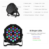 Skanto | 36W RGB LED Scenelys - Professionele DMX512 Stemgestuurde Disco Lamp voor KTV Bar Feest DJ, decoratieve effectprojectie