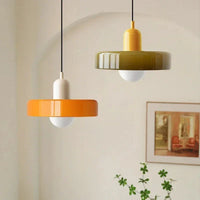 Moderne hanglamp met gekleurd glazen kap Bauhaus
