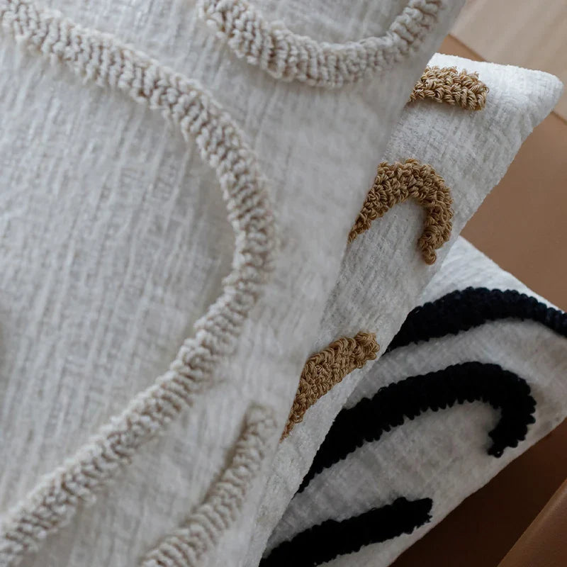 Sabella - Boho Chenille Sierkussen met Zachte Geometrische Lijnen voor Bank en Woonkamer