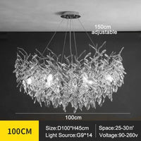 Exclusieve kroonluchter met kristallen bladeren – takken effect, moderne elegantie