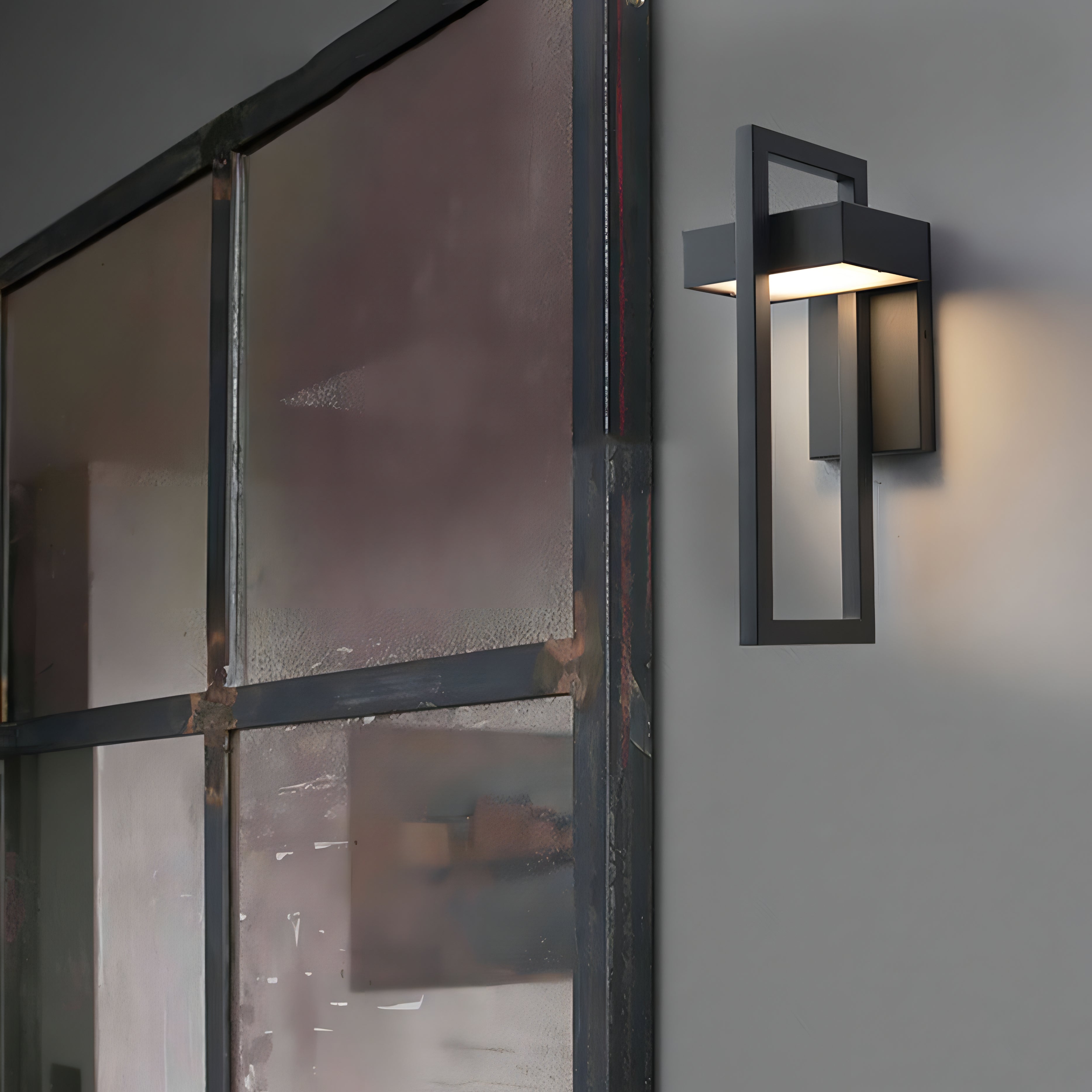 Moderne Zwarte Stalen Buitenwandlamp Architectonisch Ontwerp