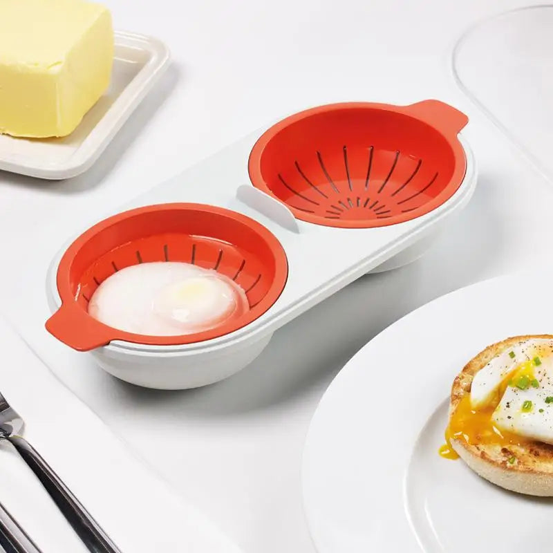 GourmetNest Luxe Eierscheider Set | Premium dubbele kop magnetron ei-koker voor perfect gestoomde eieren elke keer
