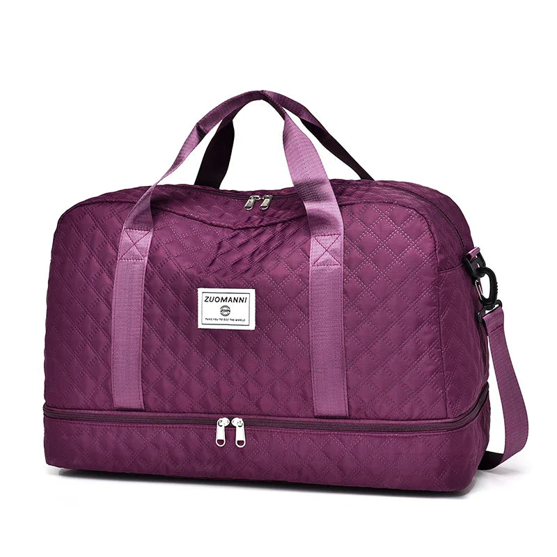 Raumio TravelFlex Lichte Reisetas met Ruitpatroon | Grote Sport- & Weekendtas met Schoenenvak & Vochtvak | Handbagagegeschikt & Opvouwbaar